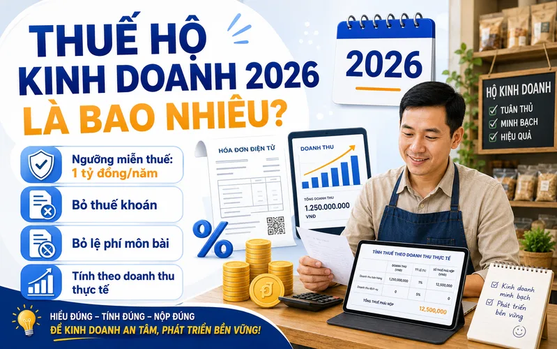 Thuế hộ kinh doanh 2026 chuyển sang nguyên tắc tự tính, tự khai và tự nộp theo doanh thu thực tế thay cho cơ chế thuế khoán.