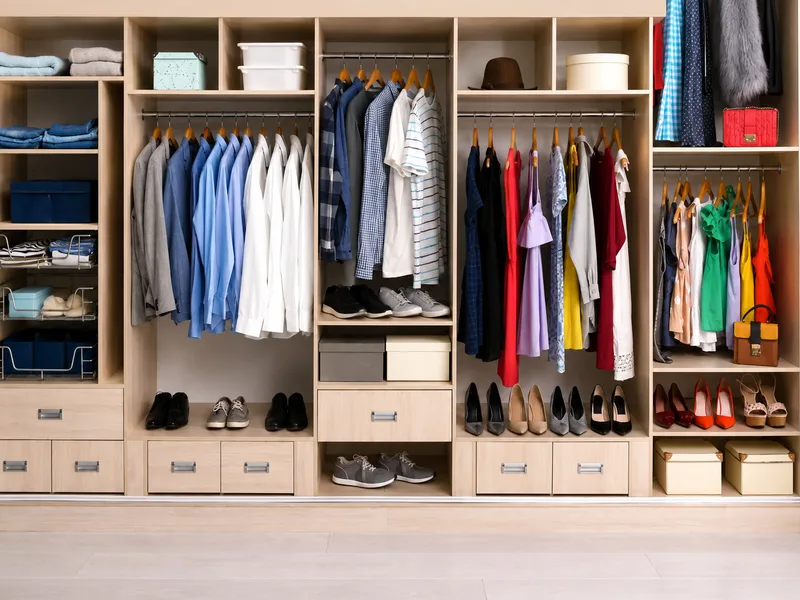 Phân chia khu vực cố định cho áo, quần và phụ kiện giúp việc sắp xếp trở thành thói quen