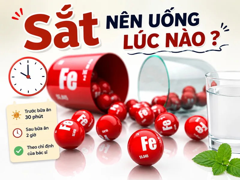 Sắt thường được hấp thu tốt hơn khi bụng tương đối rỗng, khoảng 30 phút trước ăn hoặc hai giờ sau bữa ăn.